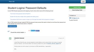 Student Logins/ Password Defaults - Plano ISD