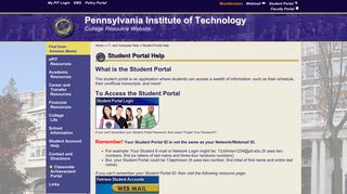 Student Portal Help - PIT - College Resource Website - Pennsylvania ...