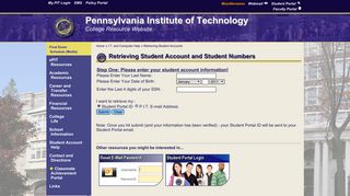 Retrieve Student Portal Account - PIT - College Resource Website