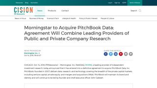 Morningstar to Acquire PitchBook Data; Agreement Will Combine ...