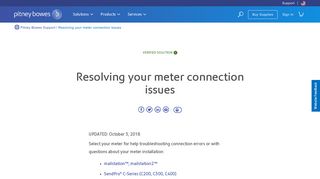 Resolving your meter connection issues - Pitney Bowes