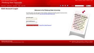 GUS Account Login - Pittsburg State University