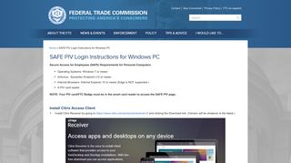 SAFE PIV Login Instructions for Windows PC | Federal Trade ...