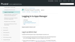 Logging in to Apps Manager | Pivotal Docs