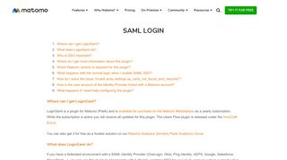 SAML Login - Analytics Platform - Matomo
