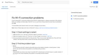 Fix Wi-Fi connection problems - Pixel Phone Help - Google Support