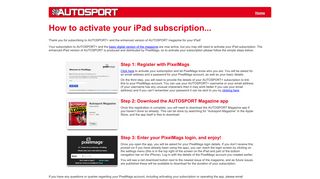 Activate your AUTOSPORT Magazine access with PixelMags