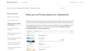 What are my Privacy options for Collections? – Pixieset - Help Center