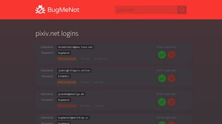 pixiv.net logins - BugMeNot
