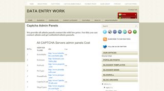Captcha Admin Panels ~ Data Entry Work