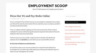 Pizza Hut W2 and Pay Stubs Online - Employment Scoop