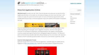 Pizza Hut Application Online