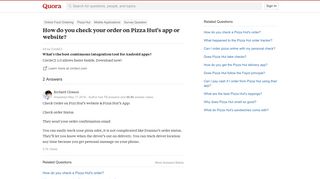 How to check your order on Pizza Hut's app or website - Quora