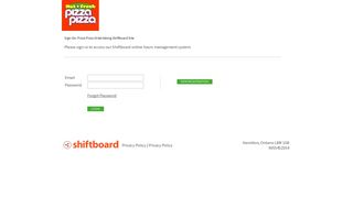 Welcome to Pizza Pizza Shiftboard Shiftboard Login Page