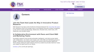 Careers in Product Testing, Product Research – P&K Research
