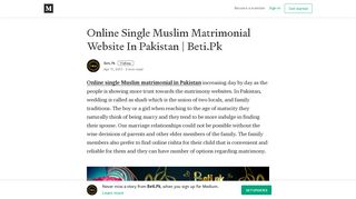 Online Single Muslim Matrimonial Website In Pakistan | Beti.Pk - Medium