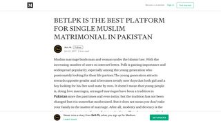 BETI.PK IS THE BEST PLATFORM FOR SINGLE MUSLIM ... - Medium