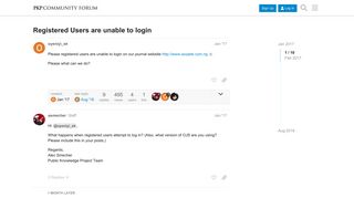 Registered Users are unable to login - PKP Community Forum
