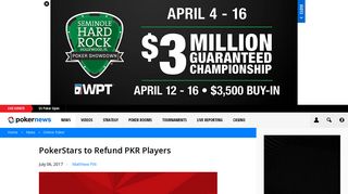 PokerStars to Refund PKR Players | PokerNews