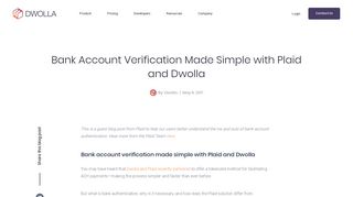 Bank Account Verification Made Simple with Plaid and Dwolla
