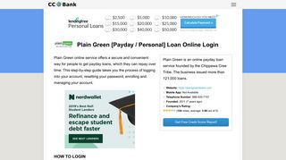 Plain Green [Payday / Personal] Loan Online Login - CC Bank