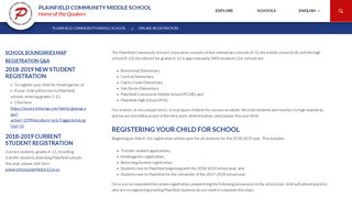 Online Registration - Plainfield Community School Corporation