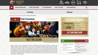 Planet 7 Casino Review | Exclusive Bonus through CasinoTop10.net