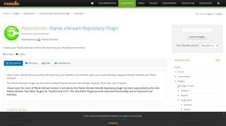 Moodle plugins directory: Planet eStream Repository Plugin