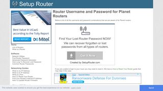 Router Username and Password for Planet Routers - SetupRouter