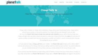 Cheap Calls To - Planet Talk - Cheap International Calls