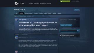 Planetside 2 - Can't login/There was an error completing your request ...