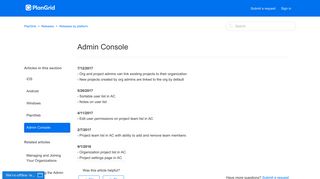 Admin Console – PlanGrid