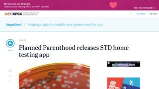 Planned Parenthood releases STD home testing app | 89.3 KPCC