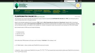 PLANPROMATRIX ONLINE CO - Securities and Exchange Commission