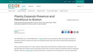 Plastiq Expands Presence and Workforce to Boston - PR Newswire