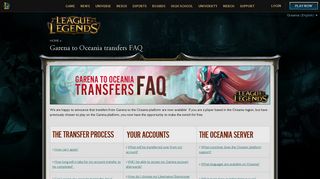 Garena to Oceania transfers FAQ | League of Legends