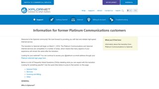Former Platinum Communications Customer Info - Xplornet