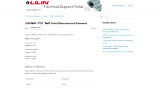 LILIN NVR / VDO / DVR Default Username and Password – LILIN ...