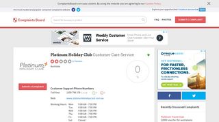 Platinum Holiday Club Customer Service, Complaints and Reviews