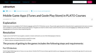 Mobile Game Apps (iTunes and Goole Play Store) in PLATO Courses ...