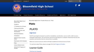 Plato - Bloomfield High School
