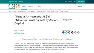 Platterz Announces US$15 Million in Funding Led by Aleph Capital