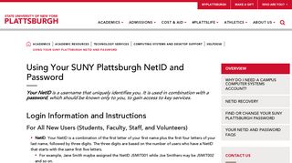 Using Your SUNY Plattsburgh NetID and Password | SUNY Plattsburgh