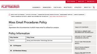 Mass Email Procedures Policy | SUNY Plattsburgh