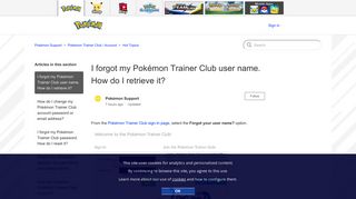I forgot my Pokémon Trainer Club user name. How do I retrieve it ...