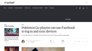 Pokémon Go players can use Facebook to log in and sync devices