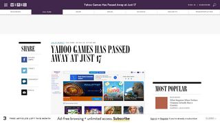 Yahoo Games Has Passed Away at Just 17 | WIRED