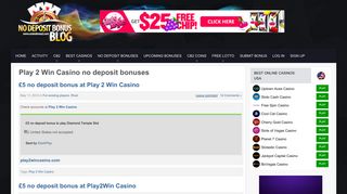 Play 2 Win Casino no deposit bonus codes