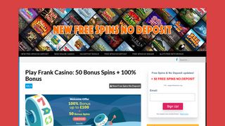 Play Frank Casino: 50 Bonus Spins + 100% Bonus - New Free Spins ...