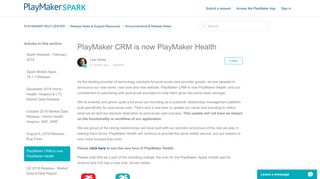 PlayMaker CRM is now PlayMaker Health - playmaker help center